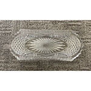Vintage Crystal Glass Celery Pickle Relish Dish Bowl Sunburst